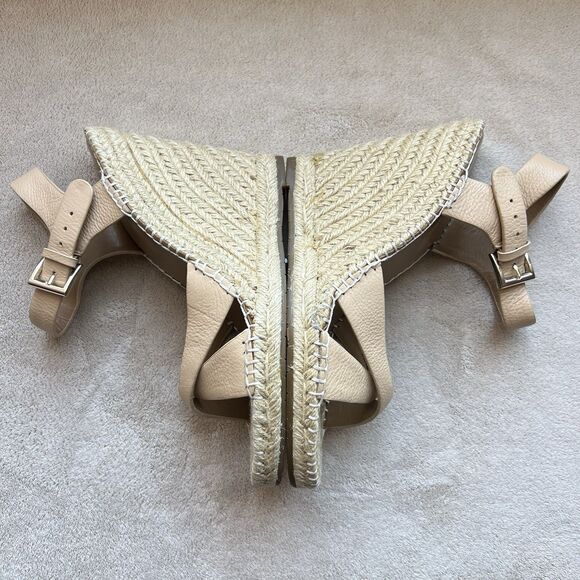 Joie Lena Tan Leather Wedge Sandal Women EU 40 US 9 - 9.5 Jute Espadrille Beach - Picture 6 of 16